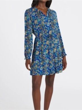 NWT Daniel Rainn Royal Blue Multicolor Floral Long-Sleeve Dress size Large